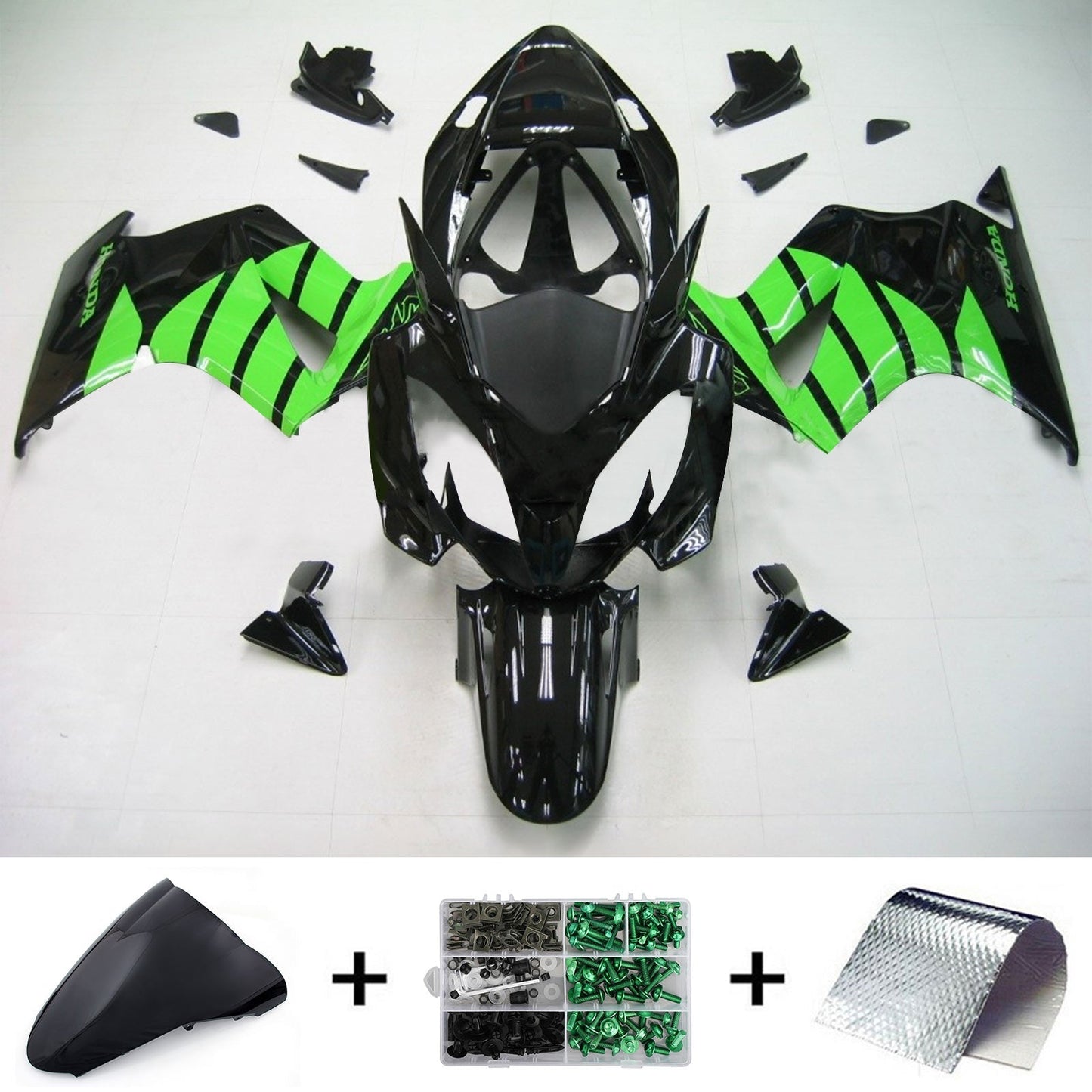 Amotopart 2002-2012 Honda VFR800 Kit di paura nera e verde