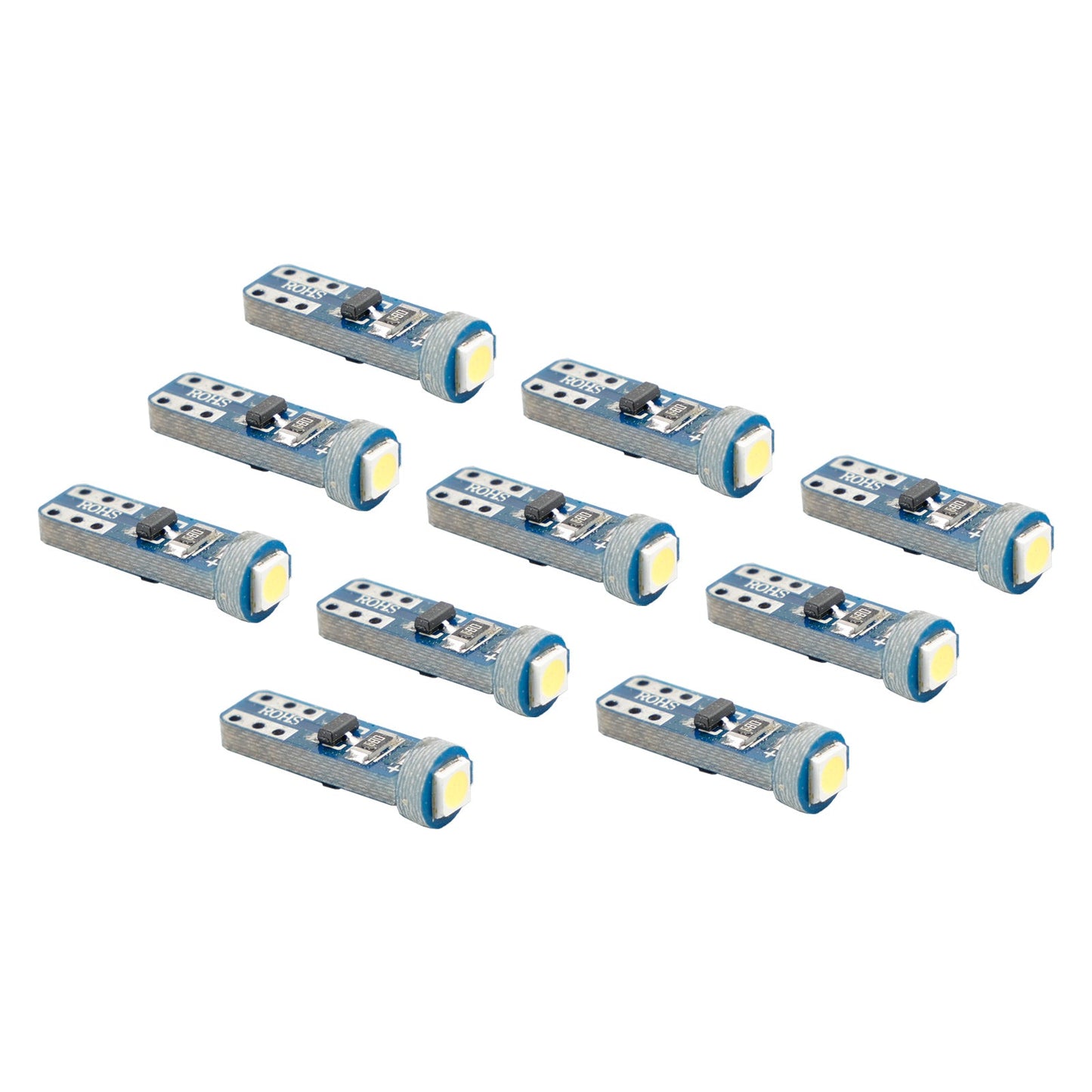 10X Per retrofit LED HELLA 2721W Cuneo T5 12V 1W W2X4.6D 6000K