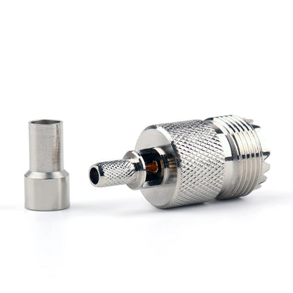 10Pcs Connettore UHF Femmina SO239 Jack Finestra A Crimpare RG58 RG142 LMR195 RG400 Cavo