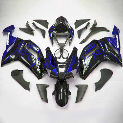 Amotopart Kawasaki 2007-2008 ZX6R 636 Nero con kit di spostamento della linea blu