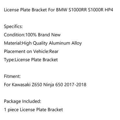 Staffa porta targa moto per Kawasaki Z650 Ninja 650 2017-2020 Generico