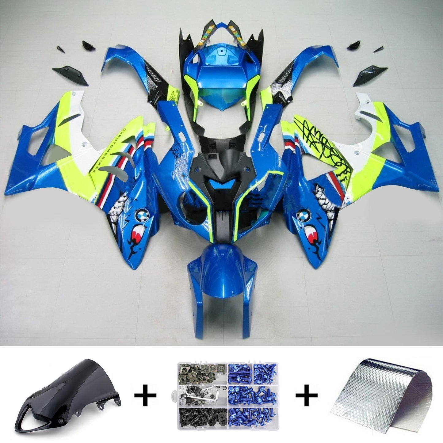 Amotopart 2009-2014 BMW S1000RR Kit di fazione blu e giallo