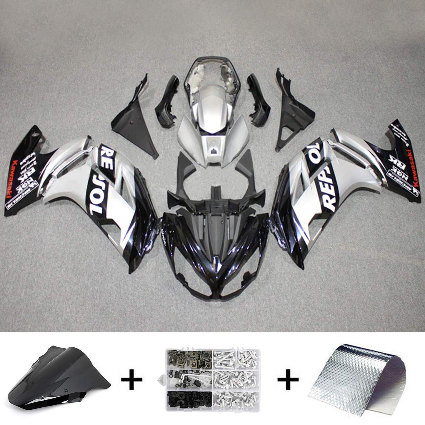 Amotopart 2012-2016 kit di spostamento a sliver kawasaki ninja 650