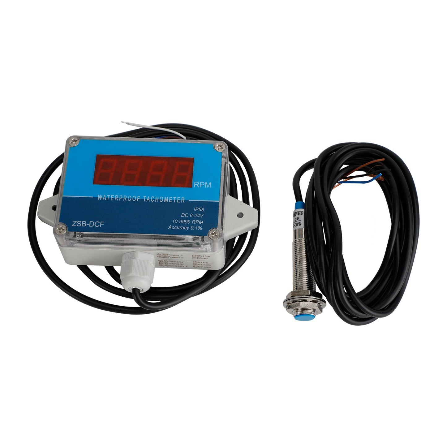 DC 8-24V Hall Contagiri Digital LED Misuratore di velocità del motore Tester IP68 Impermeabile