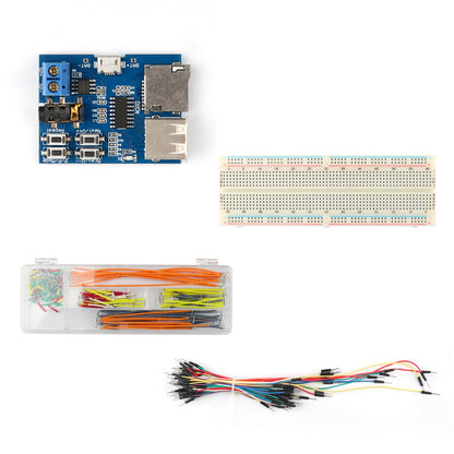 TF Card U Disk Scheda di decodifica formato MP3 + 830 P breadboard + cavi jumper 65 + 140 pezzi