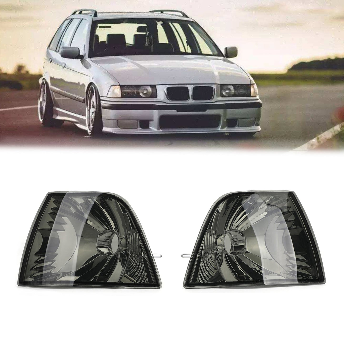 BMW Serie 3 E36 4DR 1992-1998 Fumo Luci d&#39;angolo Luci di parcheggio COPPIA Adatto a Generico