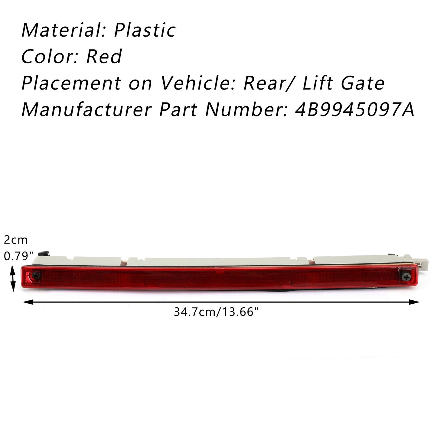 Terza luce di arresto del freno 3rd per Audi A6 Allroad Quattro Wagon 4B9945097A Generico