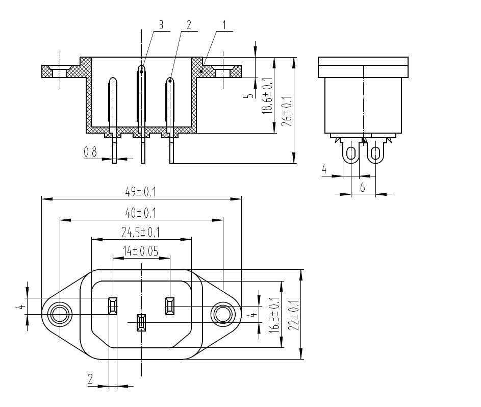 5 PZ IEC320 C14 3 Pin Montaggio A Vite Presa di Alimentazione Maschio 10A 250 V Per Barca FAI DA TE AC-04
