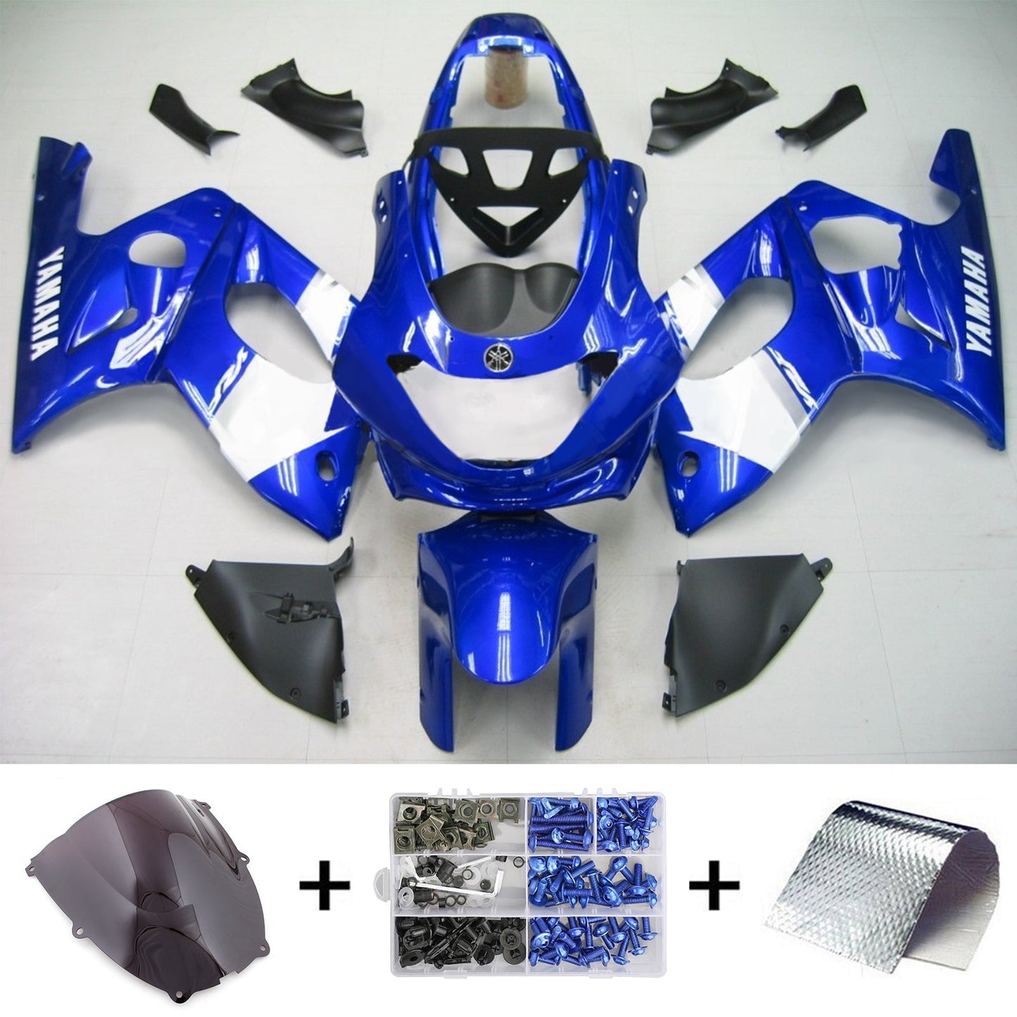 Amotopart Yamaha 1996-2007 YZF 600R Thundercat Blue White Faiting Kit