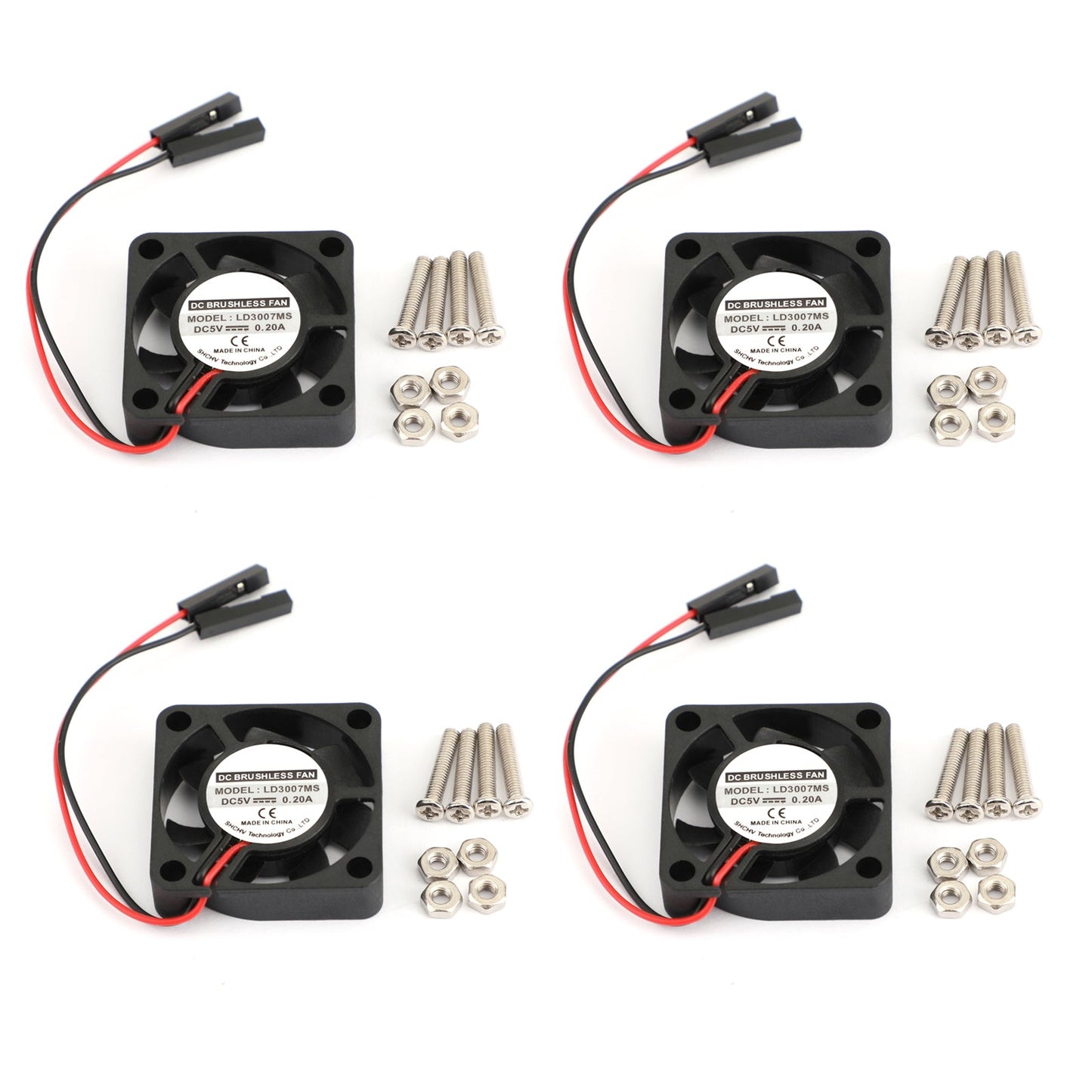 4x 2 Pin 30MMx30MM 3007 5V Ventola di raffreddamento radiante per Raspberry Pi 2/3 Modello B 4B