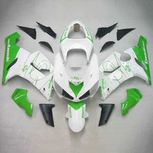 Amotopart Kawasaki 2005-2006 ZX6R 636 Green Line White Fearing Kit