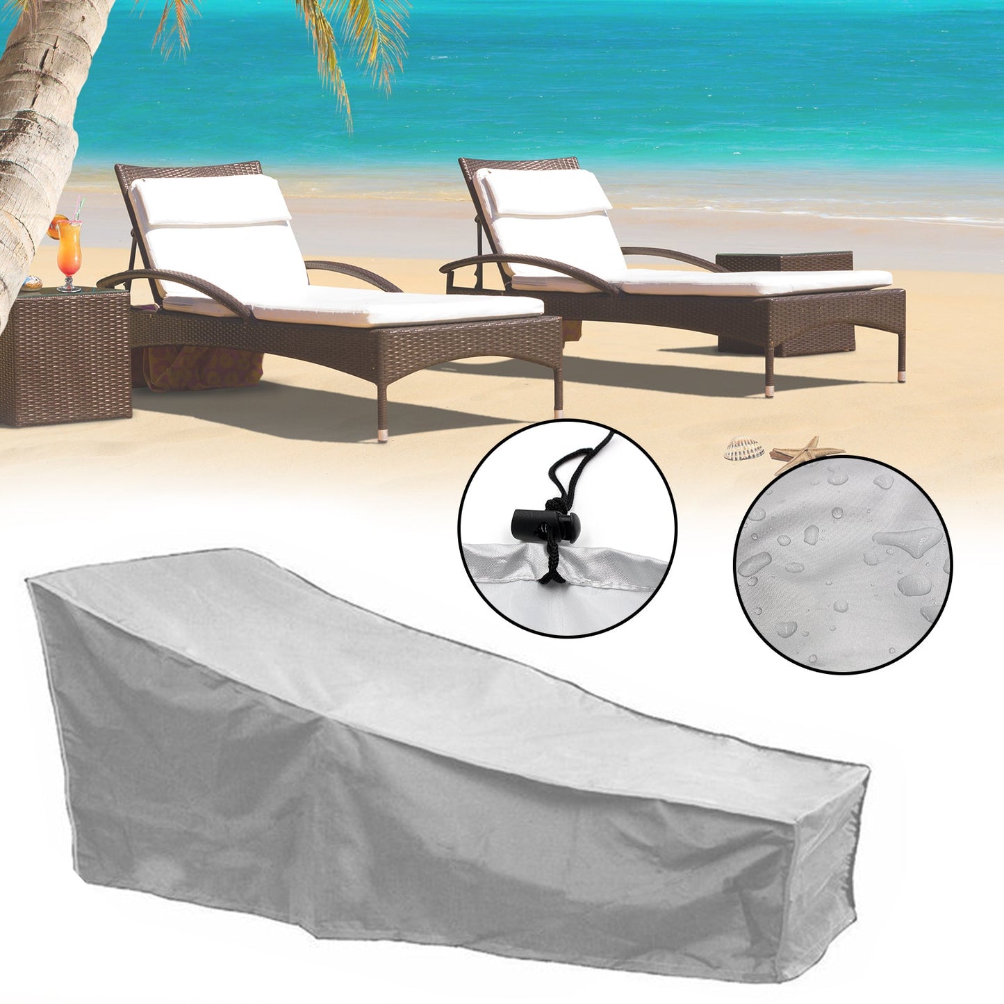 Impermeabile Silver Sun Lounge Chair Dust Oxford Outdoor Mobili da giardino Cover