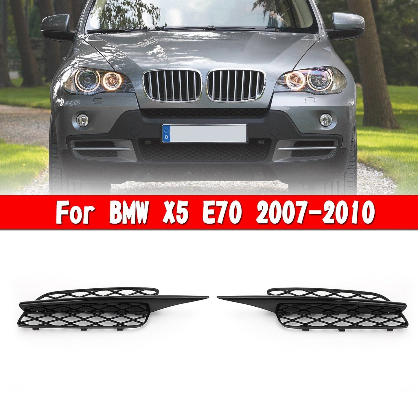 Coppia paraurti anteriore fendinebbia griglia griglia adatta BMW X5 E70 2007-2010