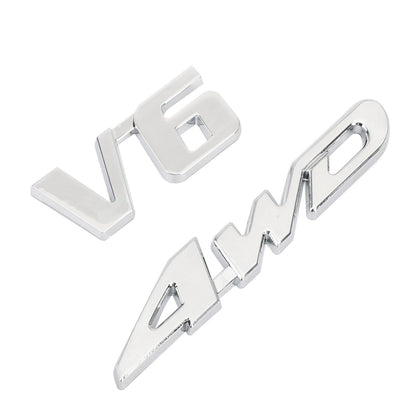 3D Chrome Metal 4WD Car Trunk Parafango posteriore Distintivo dell&#39;emblema Decal Sticker 4WD SUV V6 Generico