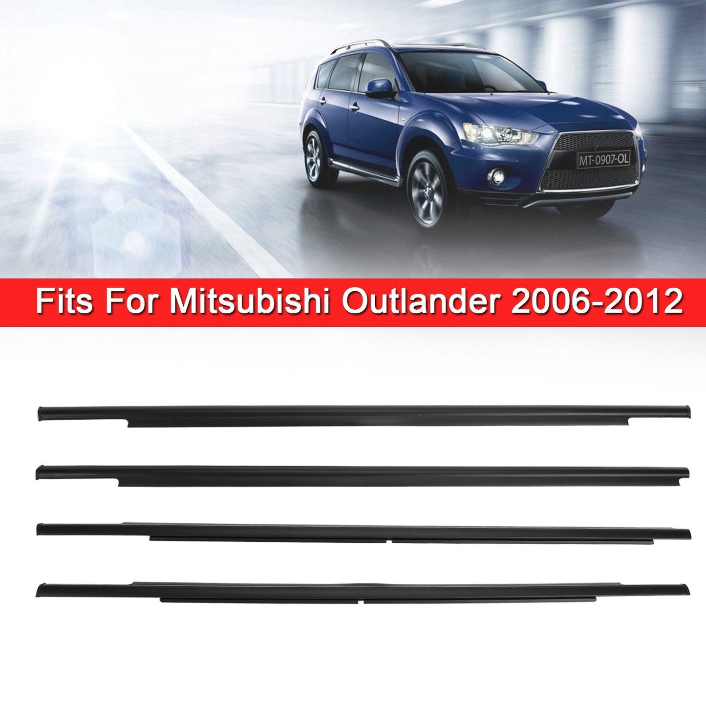 4x 2006-2012 Mitsubishi Outlander Auto Fuori Finestra Guarnizione Guarnizione Cintura Stampaggio