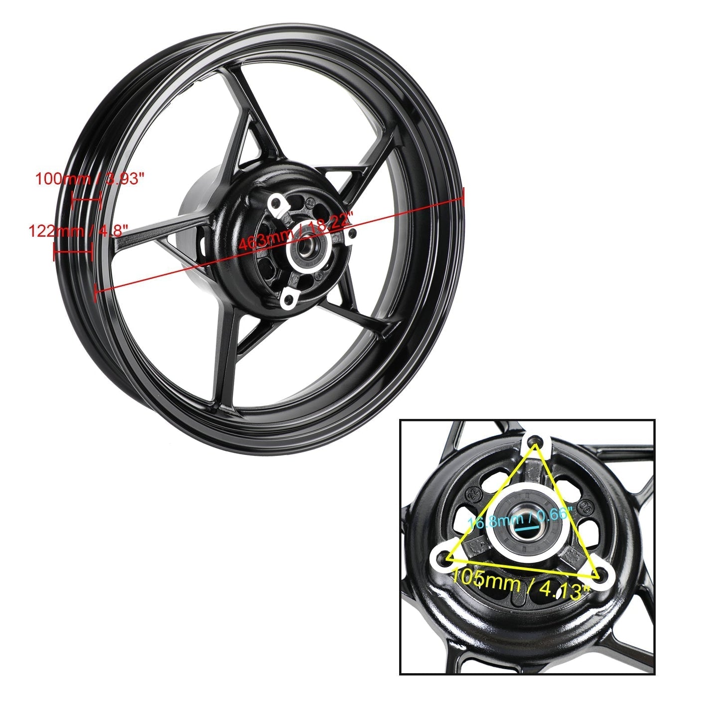 Cerchio posteriore ruota posteriore nero per Kawasaki Z400 EX400 Ninja 400 ABS 2018-2023 Generico