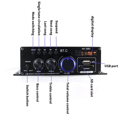 Bluetooth 2.0CH 400W Hi-Fi Auto Stereo 12V MP3 Amplificatore audio per auto Radio Booster