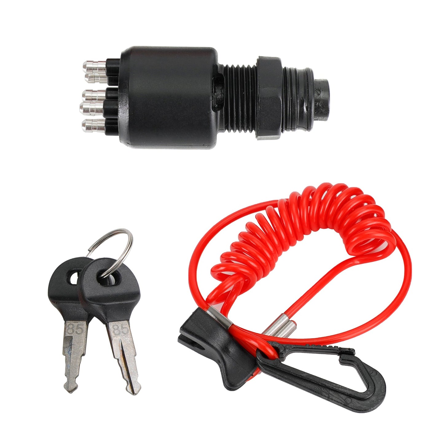 Interruttore a chiave di accensione e cordino di sicurezza adatto per Johnson Evinrude 5005801 175974