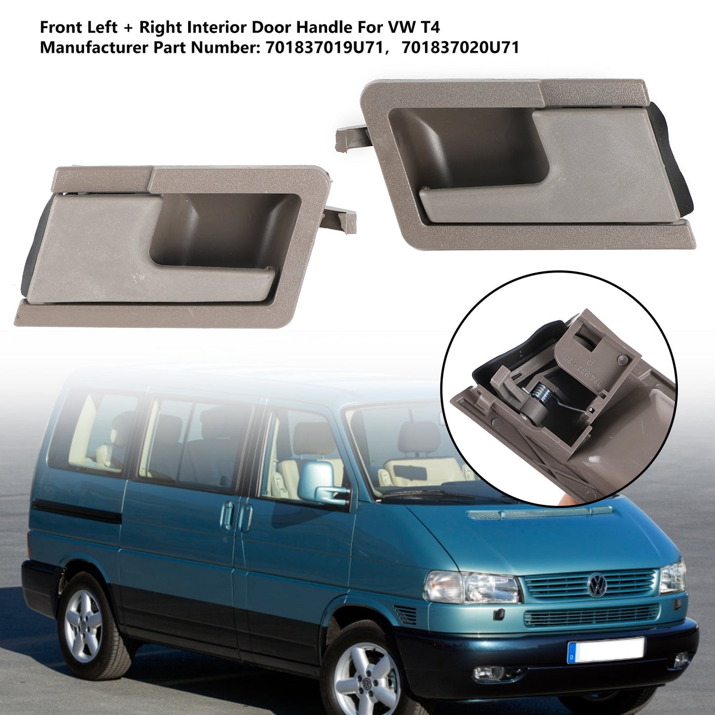 Maniglia per porta interna interna anteriore sinistra e destra per VW T4 Transporter 1990-2002 Generico