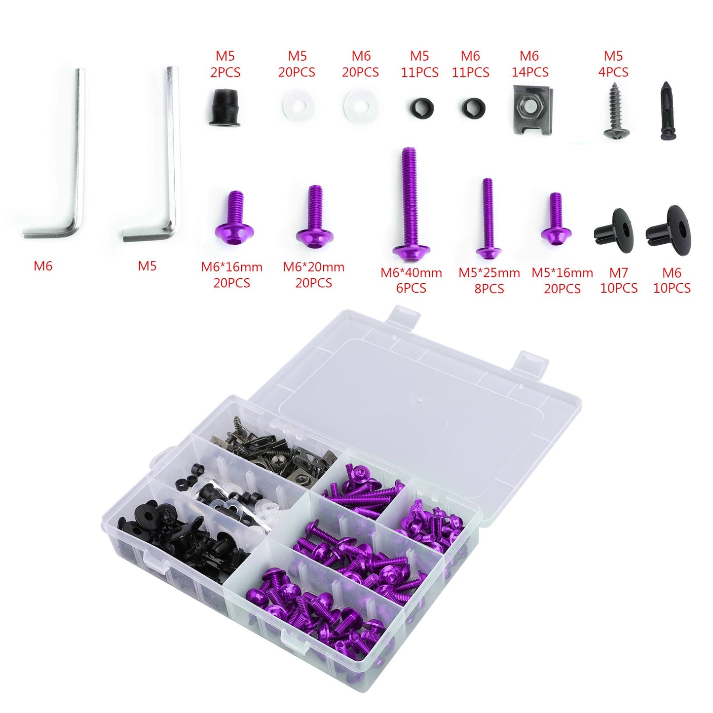 Kit viti bulloni carenatura viola per Yamaha YZF R6 R1 R25 R125 R3 T-MAX MT XJR generico