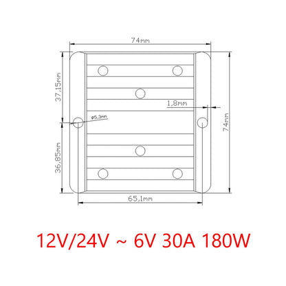 Regolatore di alimentazione del convertitore CC / CC impermeabile 30A 12V / 24V Riduci a 6V