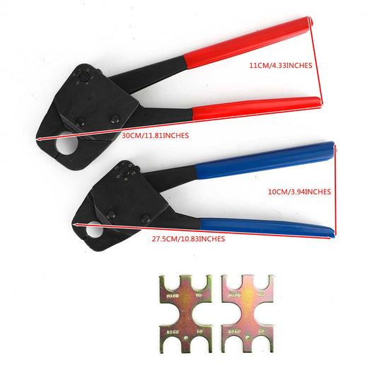 2 Pex Crimper 1/2" e 3/4" Plumbing Crimping Gonogo Set Angle Gauge Tools Combo