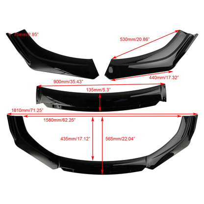 4 pezzi protezione diffusore splitter kit corpo labbro paraurti anteriore universale per auto nero