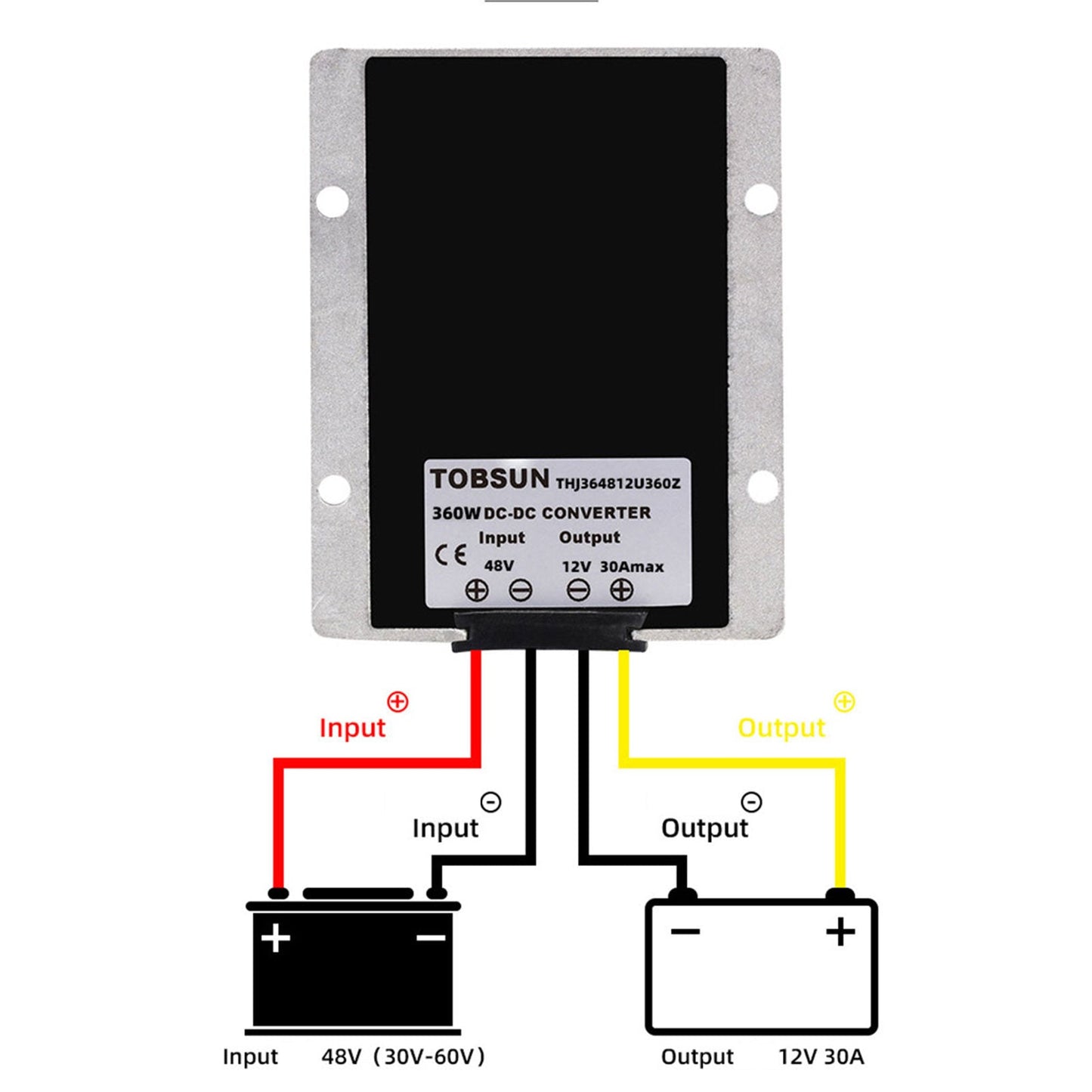 Impermeabile 48V a 12V 30A 360W Step Down Regolatore convertitore di potenza DC/DC