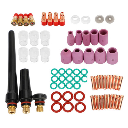 71PCS TIG Welding Torch Stubby Gas Lens #12 Pyrex Glass Cup Kit per WP-17/18/26