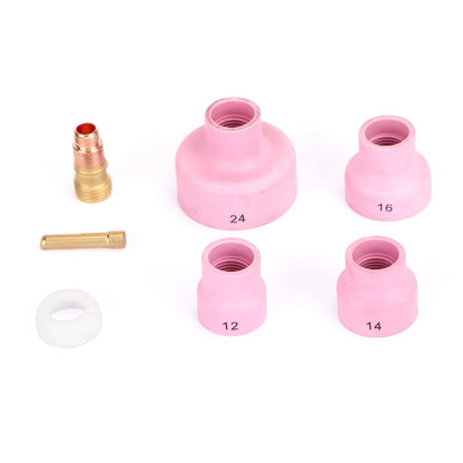7Pcs TIG Welding Torch Stubby Gas Lens Kit tazza in ceramica per WP-17/18/26
