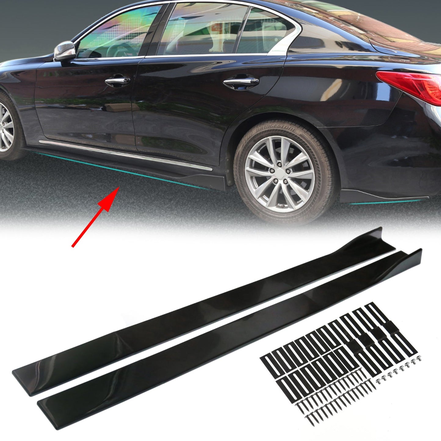 86.6" Universal Side Skirt Extensions Rocker Panel Splitter Lip Polipropilene Generico