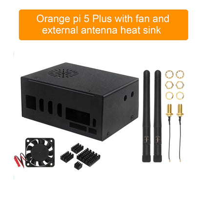 Case di raffreddamento in metallo Orange pi 5 Plus con ventola e antenna esterna WIFI