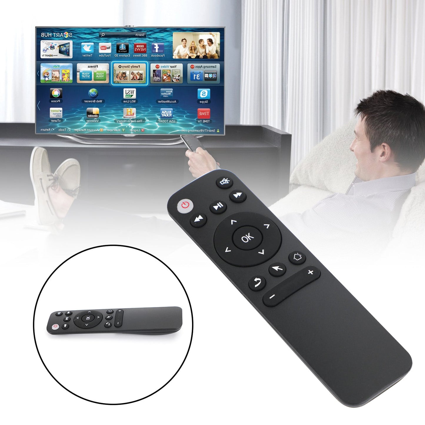 Telecomando Bluetooth IR Learning per Smart TV Box Proiettore TV Telefono portatile