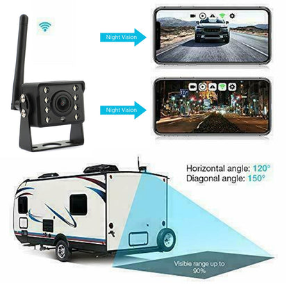 WiFi Wireless Car Truck RV Trailer Vista posteriore Telecamera di backup CCTV per iOS Android