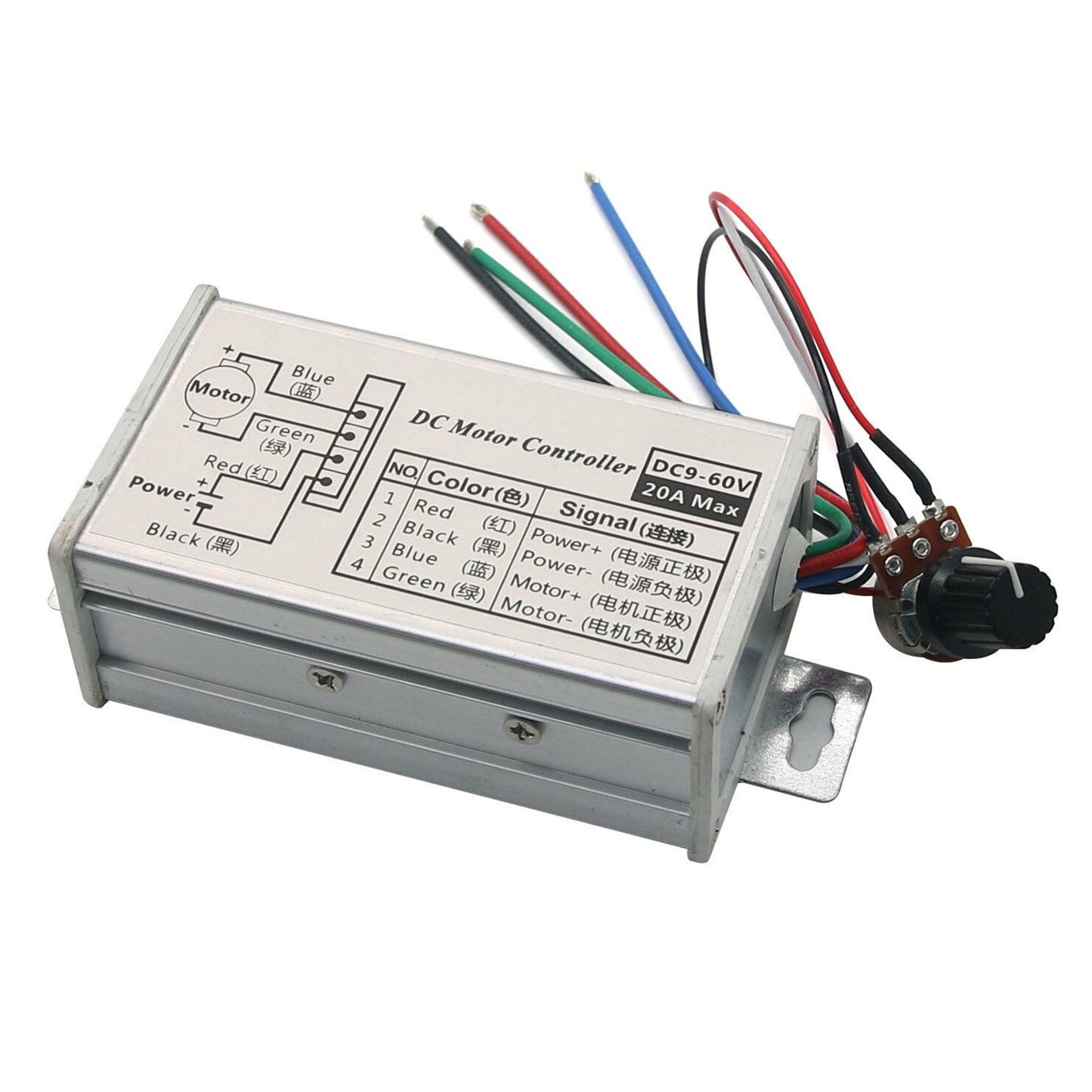 12V 24V Max 20A PWM Interruttore del controller di controllo della velocità variabile continua del motore CC