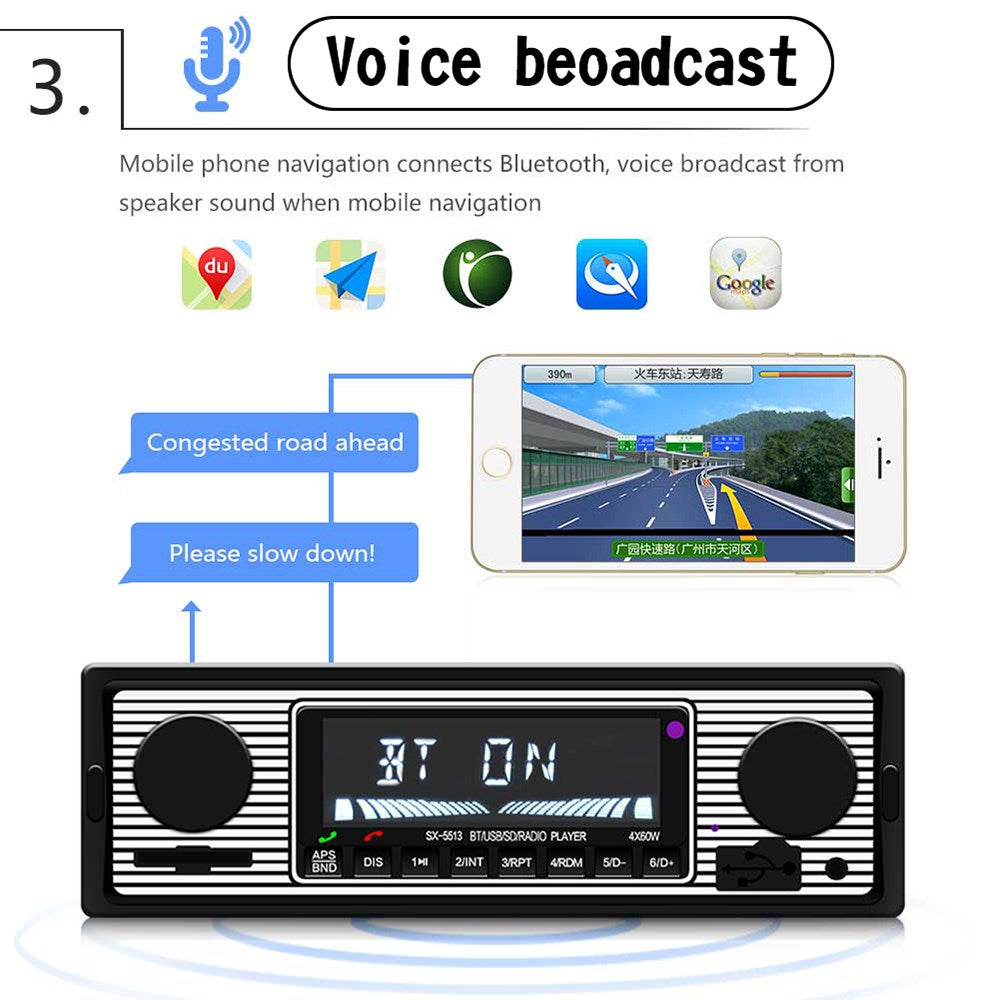 Bluetooth Auto d'epoca Lettore MP3 Radio FM AUX Ricevitore audio stereo classico USB