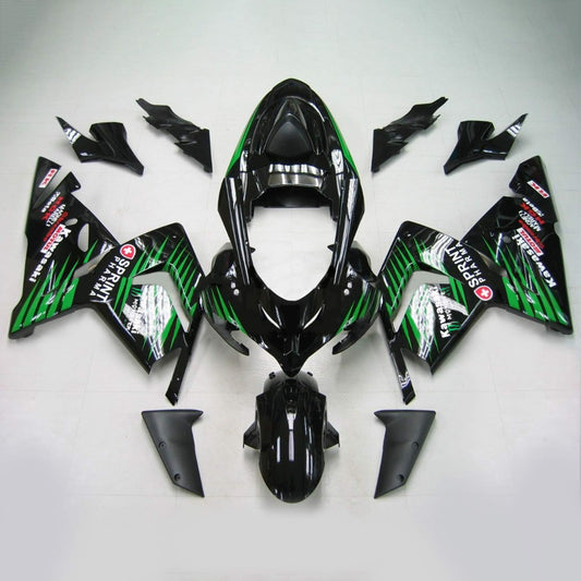 Amotopart Kawasaki 2004-2005 ZX10R Green Mix Black Cycle CIT Kit