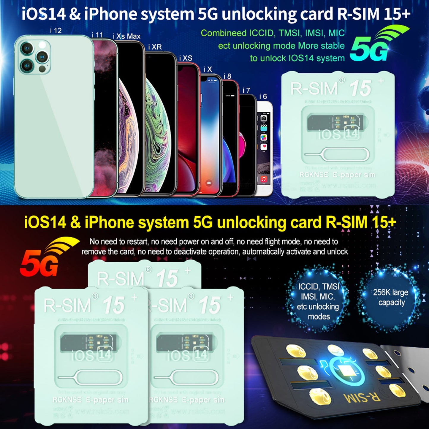 Aggiorna la scheda di sblocco Nano RSIM-15+ 15 per iPhone 13 Pro 12 Pro Max X Max 8 iOS15