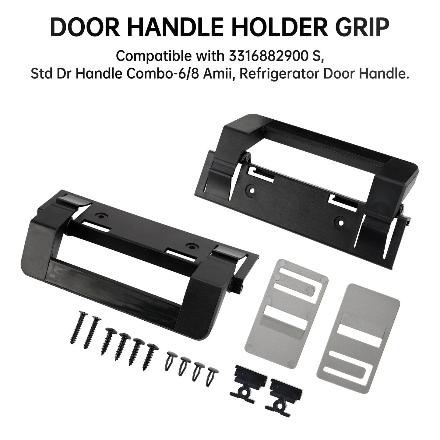 2 × Maniglia per porta del frigorifero per camper, impugnatura nera, hardware per Dometic 3316882900