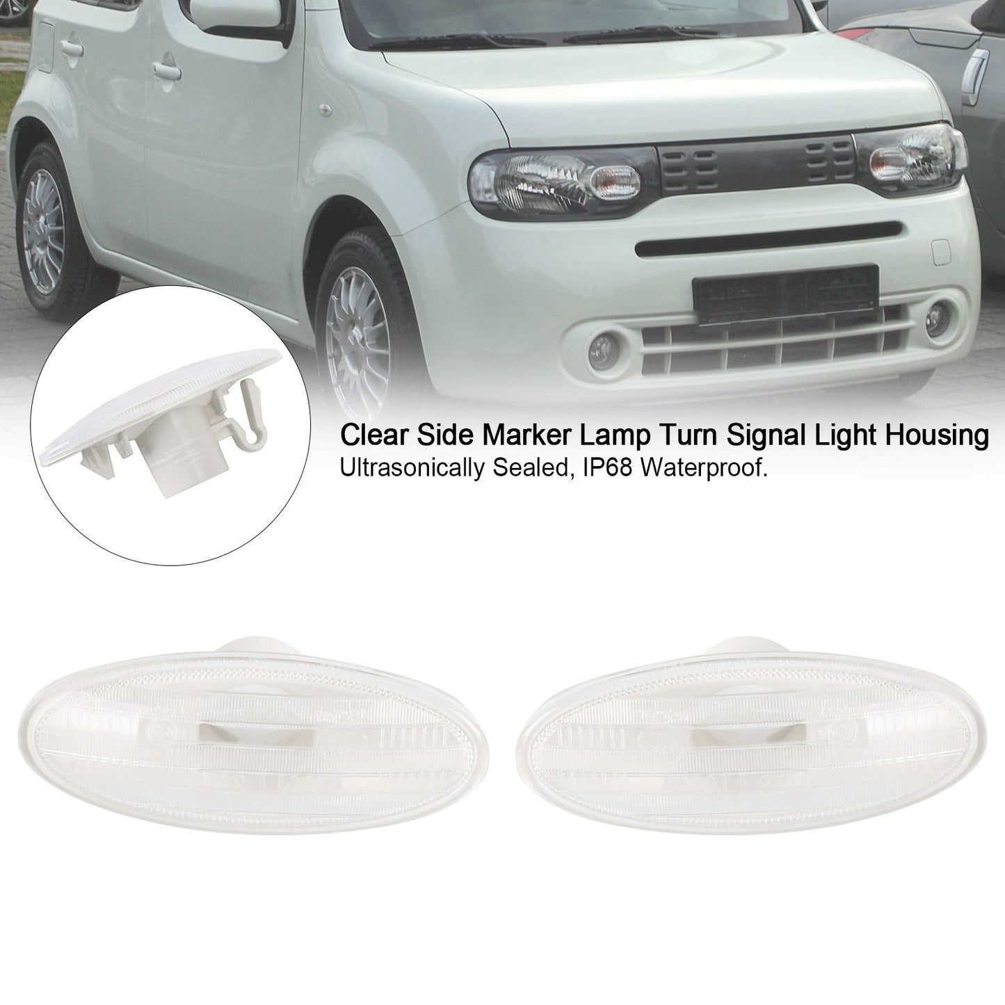 2x Clear Side Marker Lamp Turn Signal Light Housing per Nissan 26160-89900 Generico