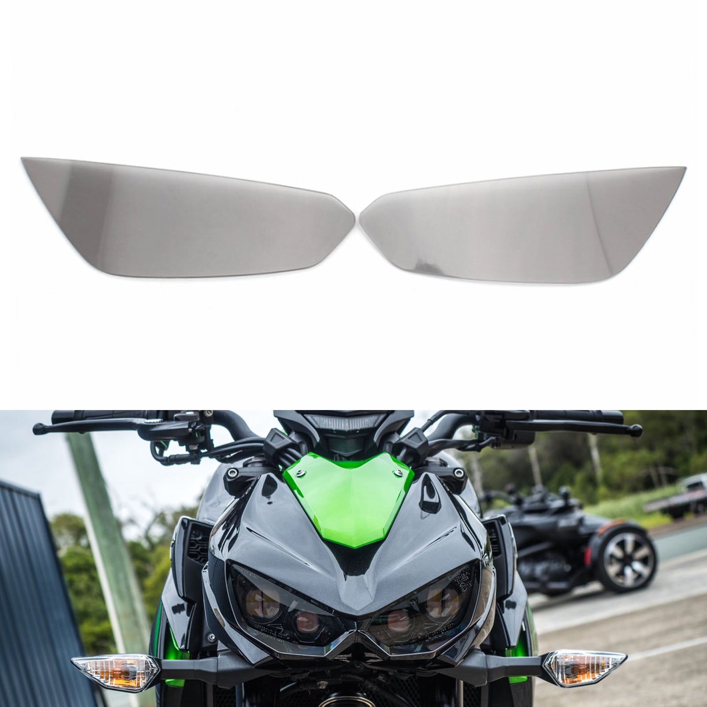 Protezione della protezione della lente del faro anteriore adatta per Kawasaki Z1000 Z1000R 14-21 fumo generico