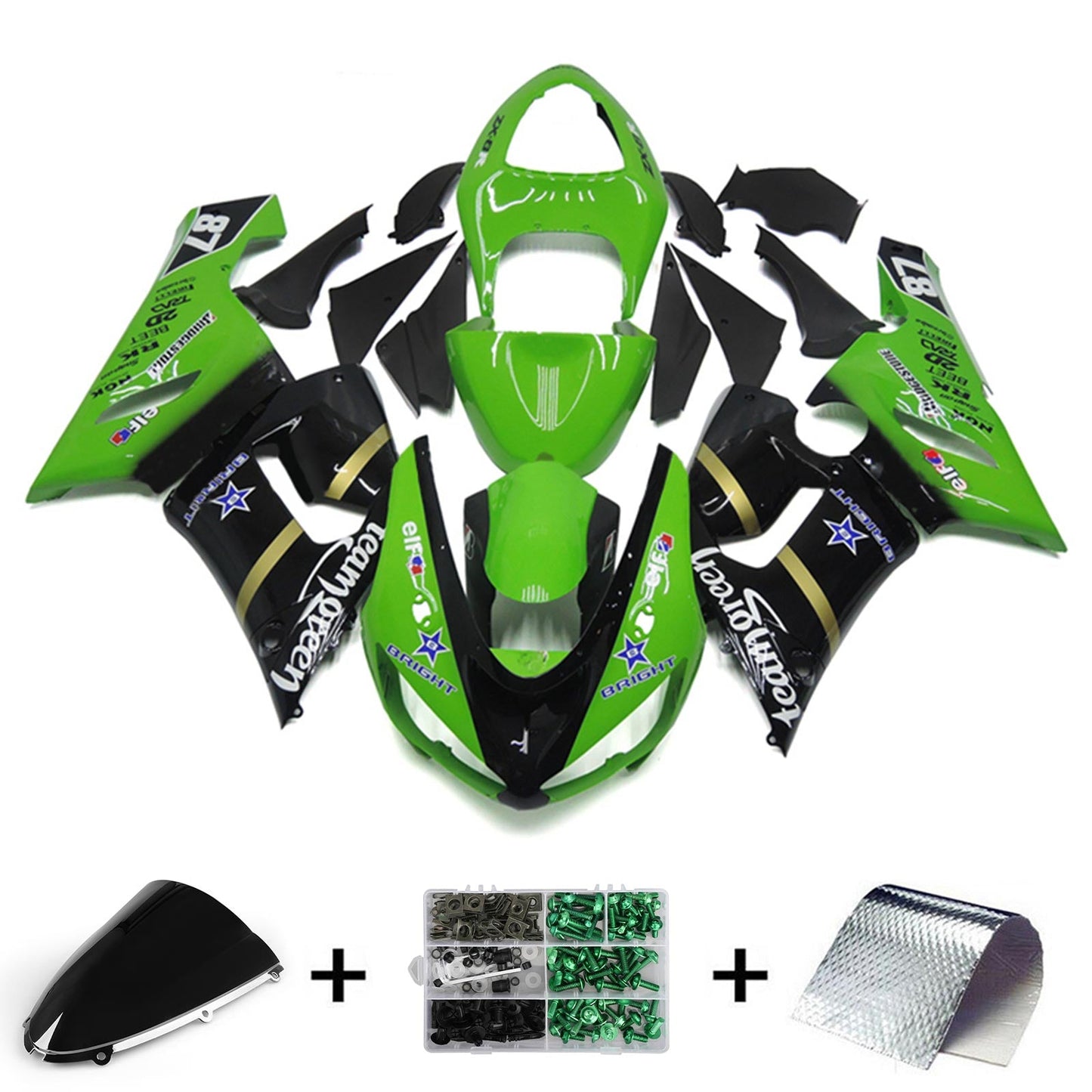 Amotopart Kawasaki ZX6R 636 2005-2006 Kit Carena Carrozzeria Plastica ABS