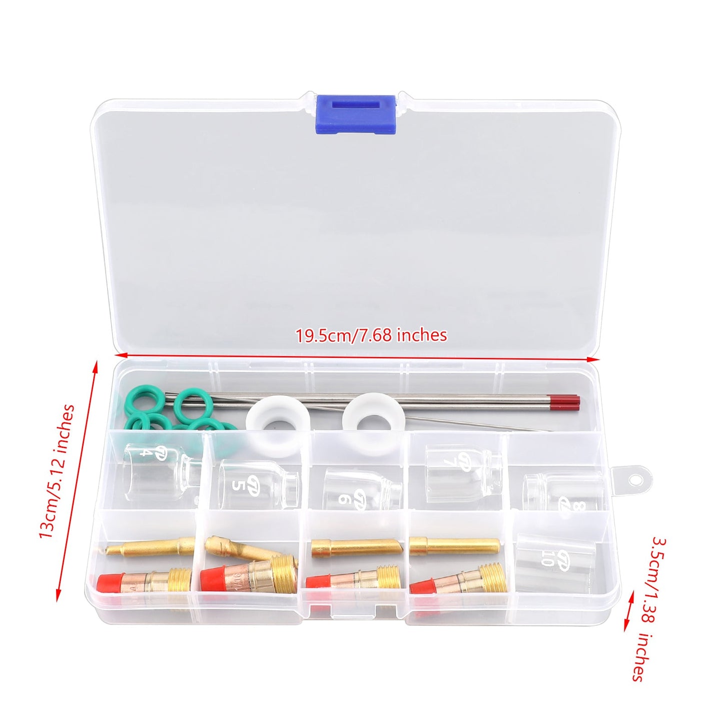 30Pcs TIG Welding Stubby Gas Lens Pyrex Cup Kit Adatto per torcia Tig WP-17/18/26