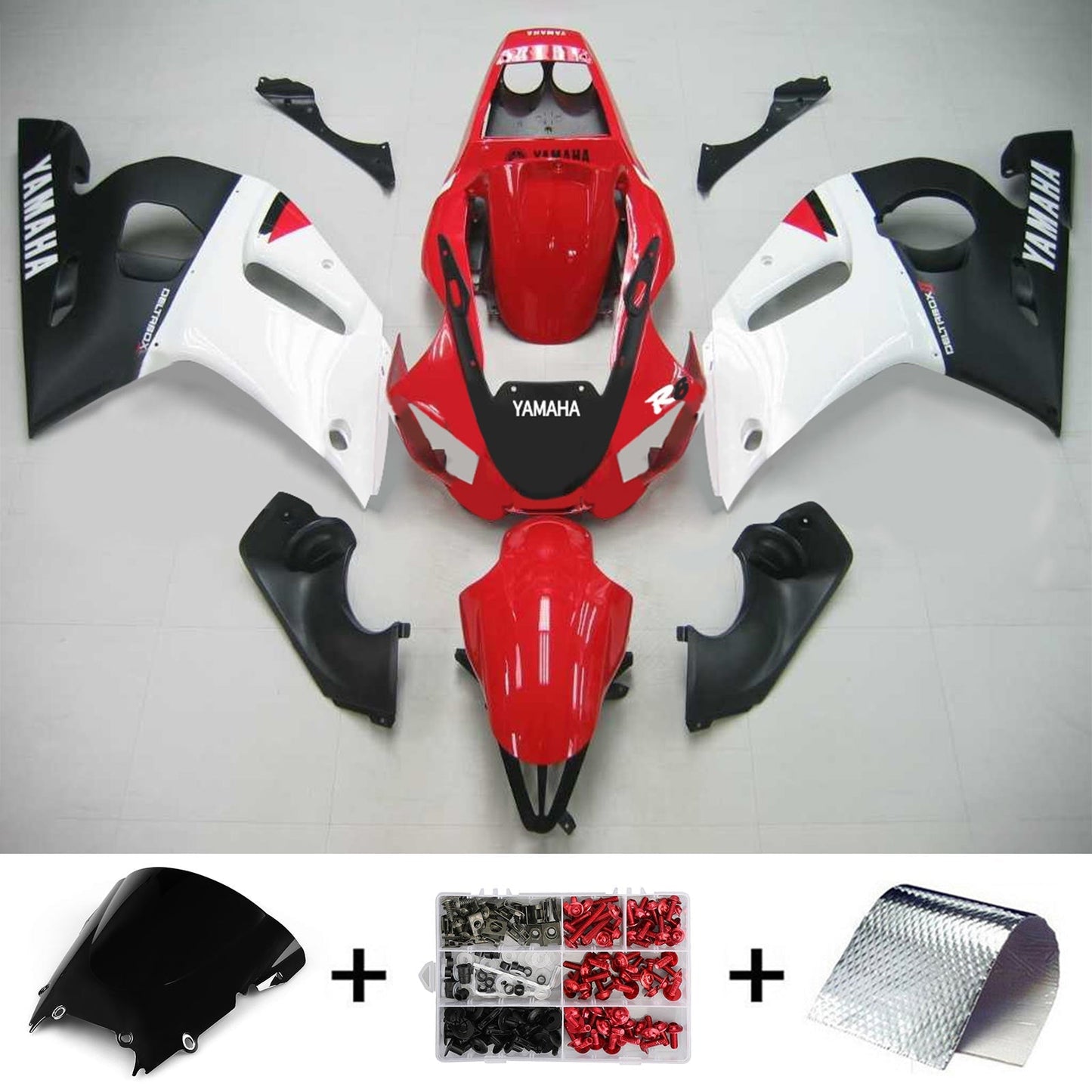 Amotopart Yamaha 1998-2002 YZF 600 R6 Kit di carenatura bianca rossa