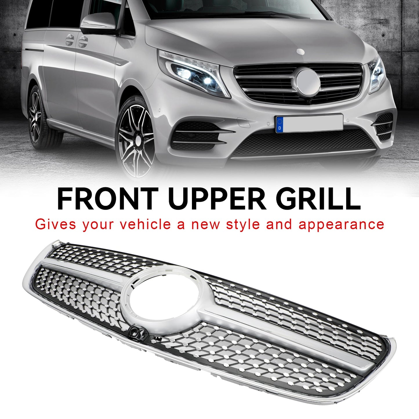 Mercedes Benz Classe V W447 2014-03.2019 Griglia anteriore superiore a diamante