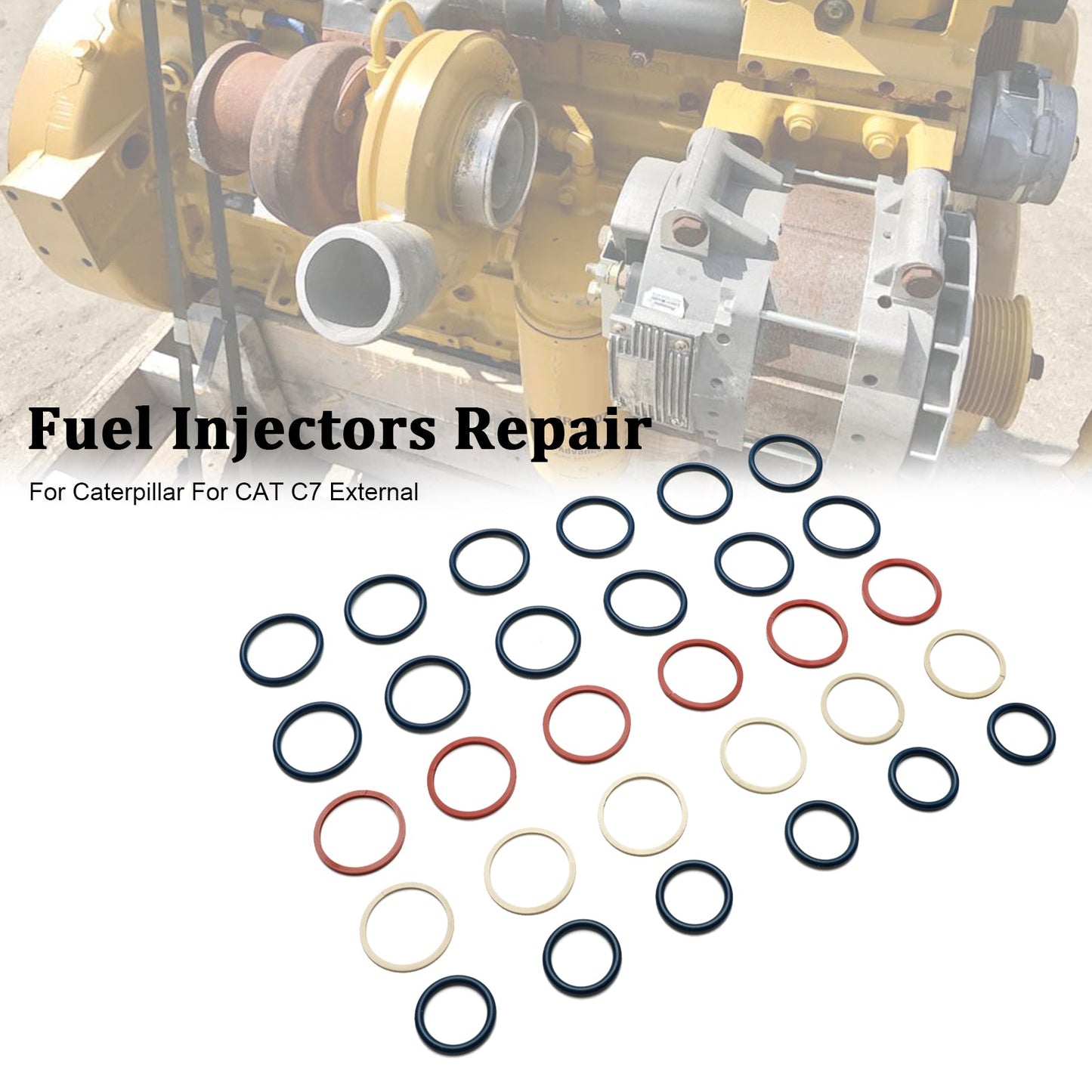 Kit O-ring di tenuta per iniettori di carburante da 6 pezzi adatto per Caterpillar C7 adatto per CAT C7 esterno