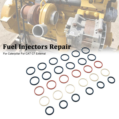 Kit O-ring di tenuta per iniettori di carburante da 6 pezzi adatto per Caterpillar C7 adatto per CAT C7 esterno