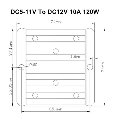Impermeabile 5V~11V a 12V 10A 120W Step Up Regolatore convertitore di potenza CC/CC