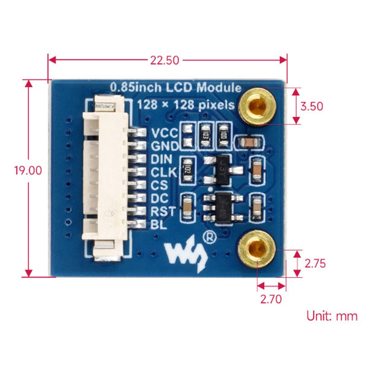 Schermo IPS Raspberry Pi da 0,85 pollici Schermo LCD con interfaccia SPI chip driver GC9107