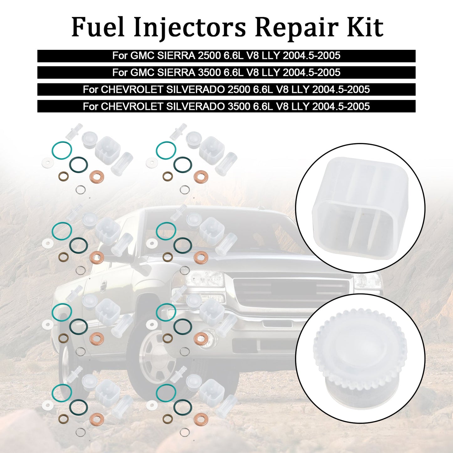 Kit di riparazione iniettore carburante 8 pezzi adatto a Chevy Fit GMC Duramax 6.6L 2004-2005 Diesel